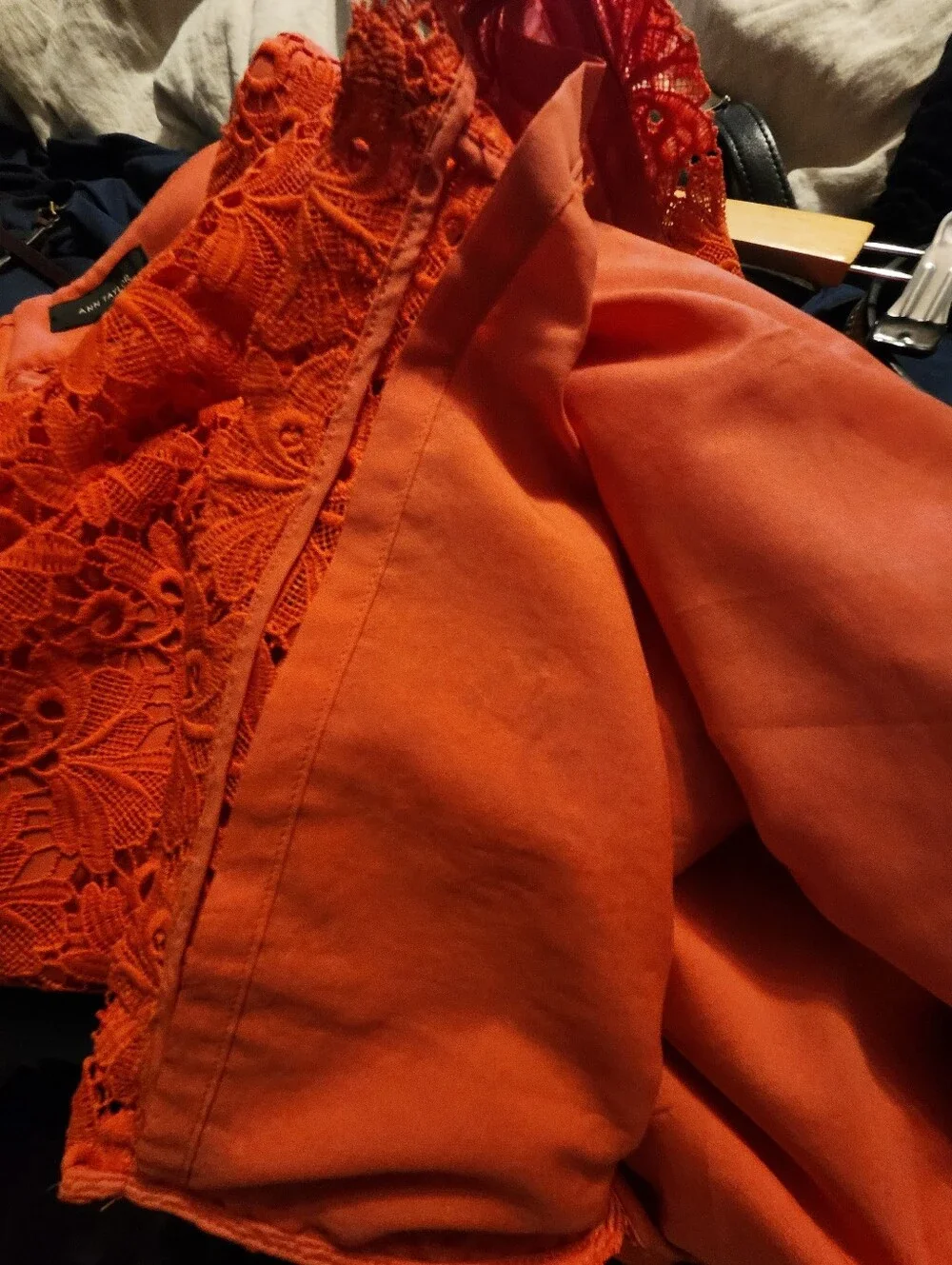 Ann Taylor Coral Orange Lace Aline Skirt